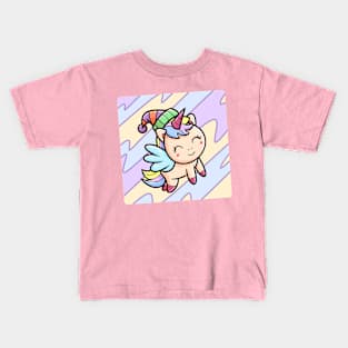 Cute Unicorn Love Wearing Hat Kids T-Shirt